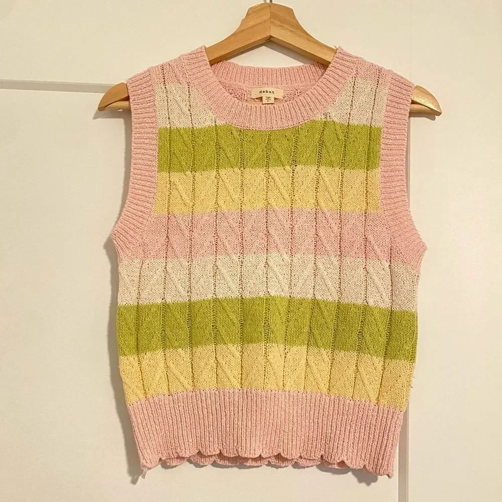 Debut Y2K Striped Pastel Streetwear Casual Minimalist Soft Vest Tank Top Shirt